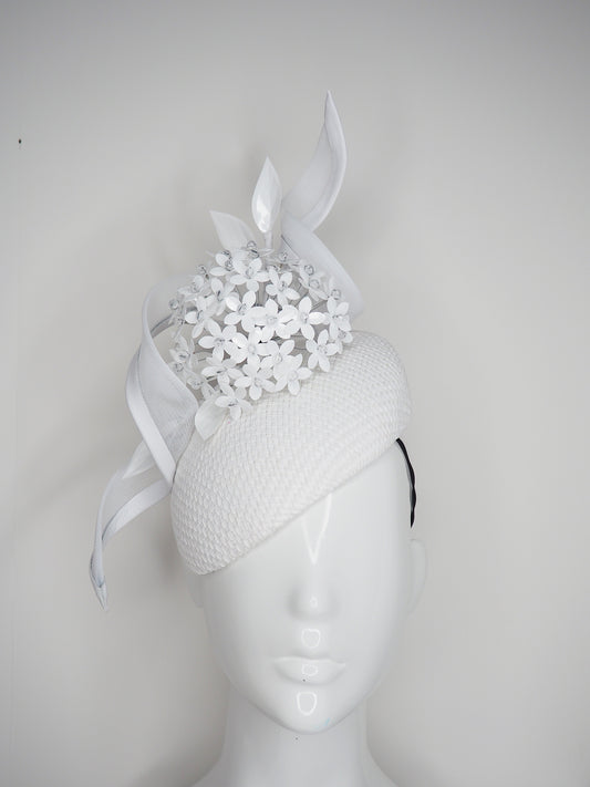 Spring in your Step  - White Allium Flower ball with crinoline swirl