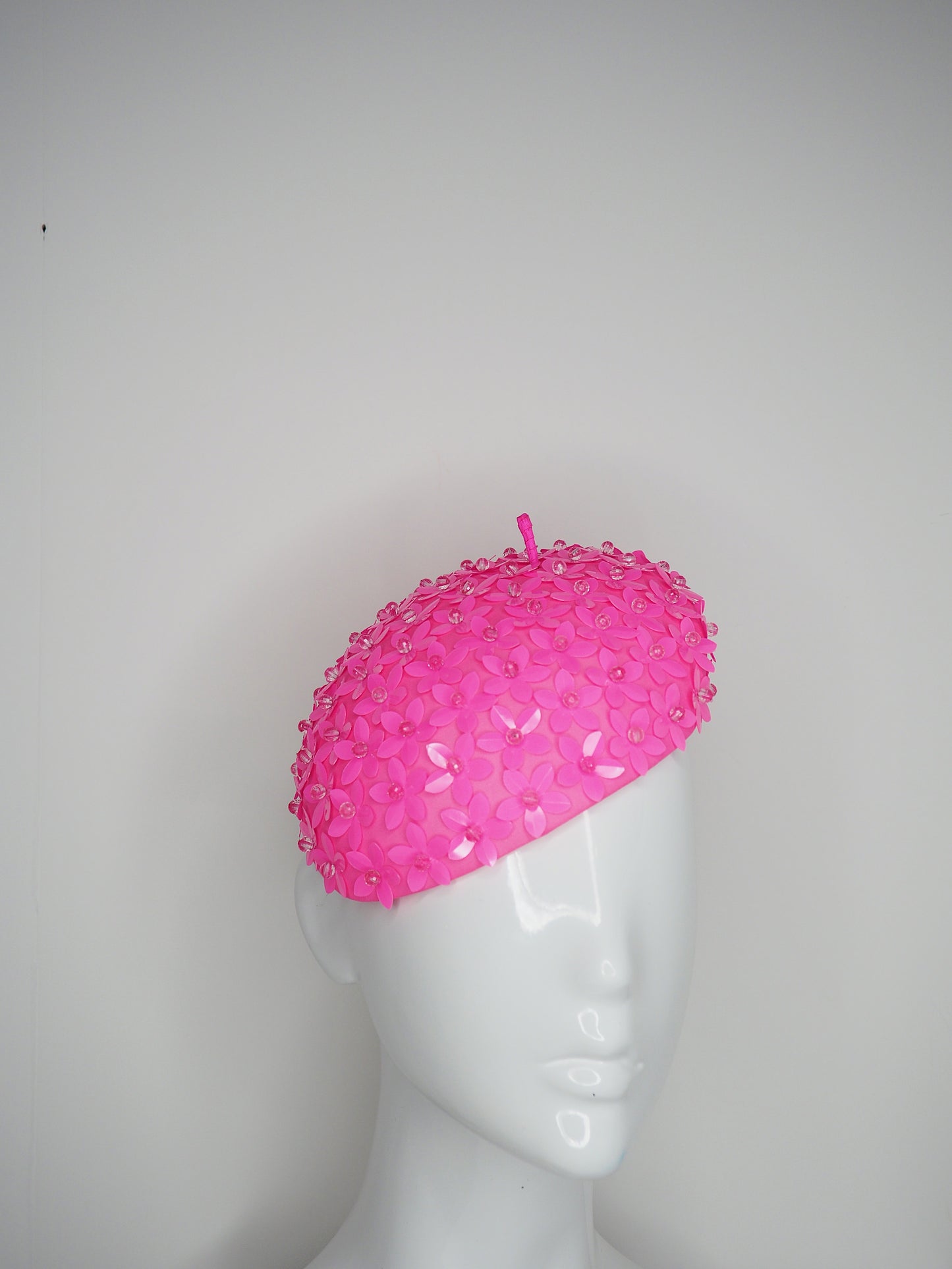 Fluro Flower Power - Sequin blossom embellished beret headpiece