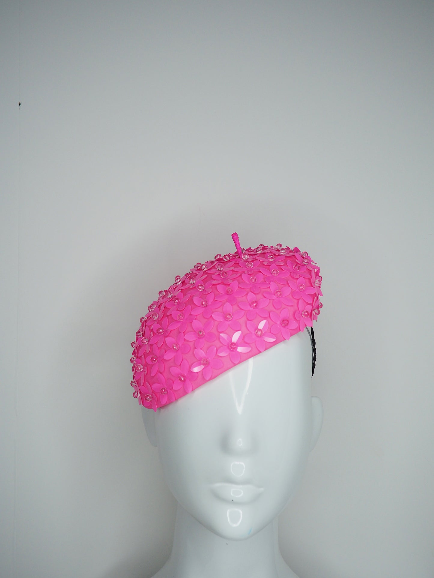 Fluro Flower Power - Sequin blossom embellished beret headpiece