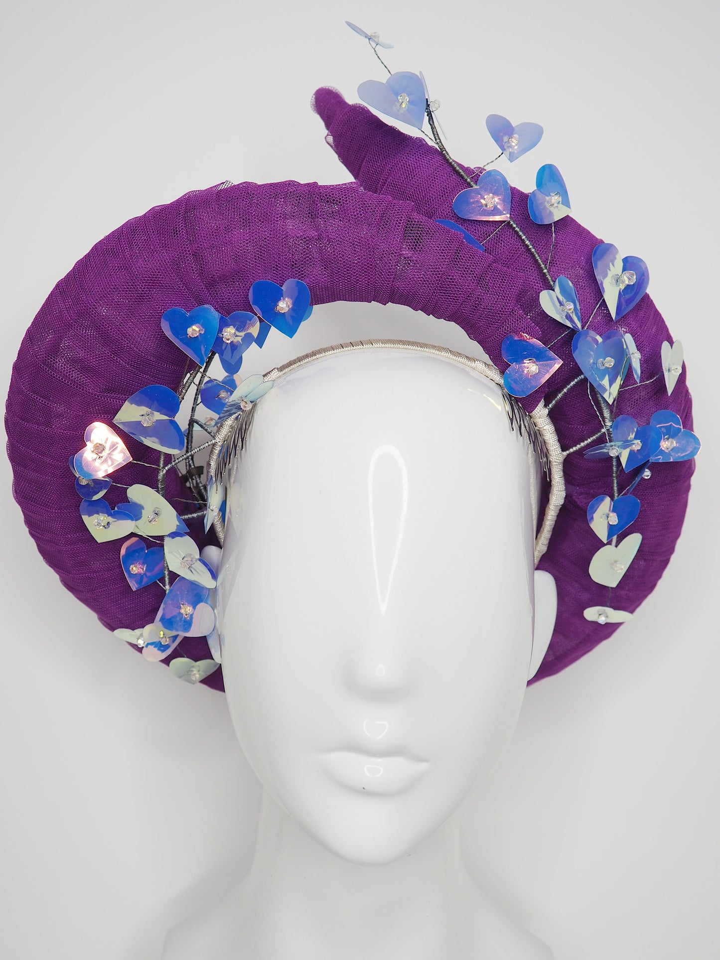 Purple Power - Purple Wired tulle Swirl with iridescent hearts