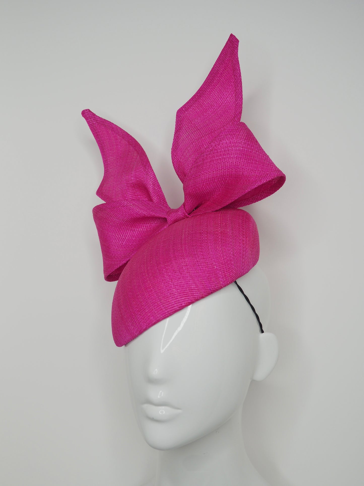 Bold like Barbie - Hot pink Tinakak straw bow on a beret base