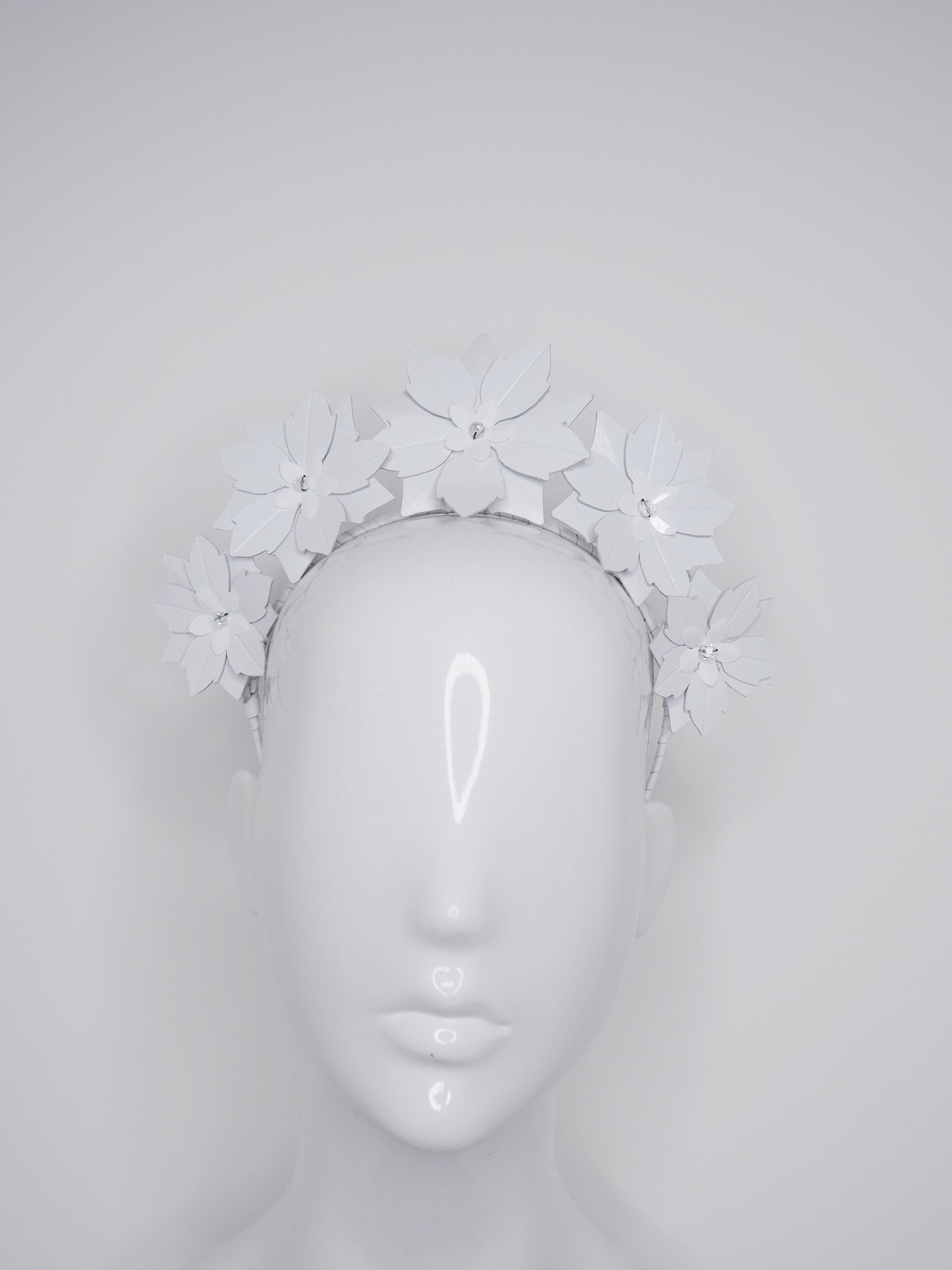 Hera -White Leather flower headband