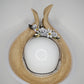 While the sun shines - Knotted Natural straw with white leather flowers, crinoline and touches of gold