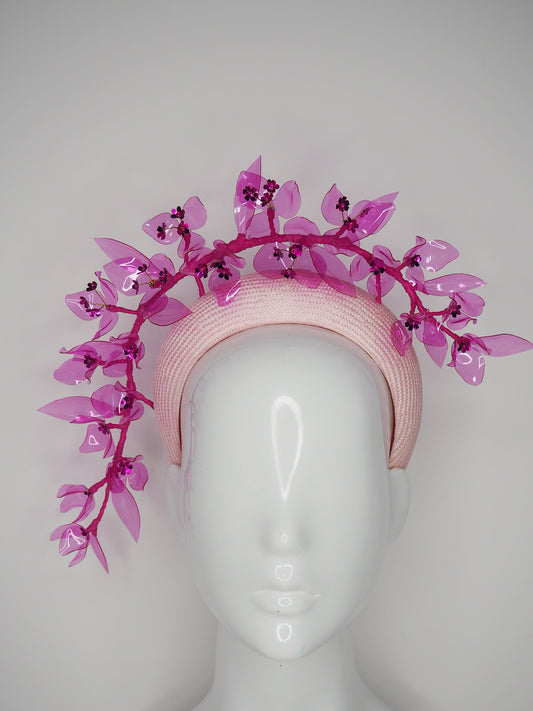 Bougainvillea Blossom - Baby Pink 3d headband with a pink cascading Bouganvillea vine.