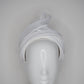 White Flame - White crinoline and leather swirl on a cotton and raffia blocked 3D headband