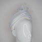 White Flame - White crinoline and leather swirl on a cotton and raffia blocked 3D headband