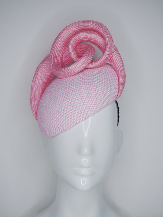 Sweet Little Swirl - Candy pink raffia and cotton face hugger base with Parisisal swirl