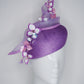 Purple Swirl - Pastel Lavender purple Parisisal Beret With delicate sequin flowers and crinoline swirl