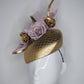 Golden Rose -Gold face hugger base with rose, crinoline and veil detail