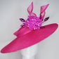 Verry Elleegant - Fuchsia Brim with crinoline swirl and allium flower ball