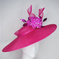 Verry Elleegant - Fuchsia Brim with crinoline swirl and allium flower ball