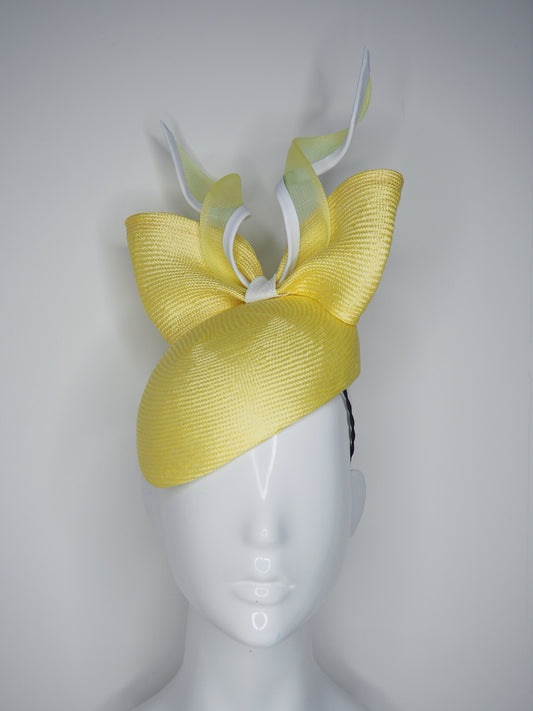 Lemony Snickett - Yellow  face hugger beret with bow & crinoline details