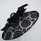 Midnight Eclipse - black lace brim with velvet and leather roses and braid
