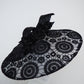 Midnight Eclipse - black lace brim with velvet and leather roses and braid