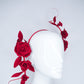 Red Velvet Swirl - Velvet rose wrap headband with leather and Quills