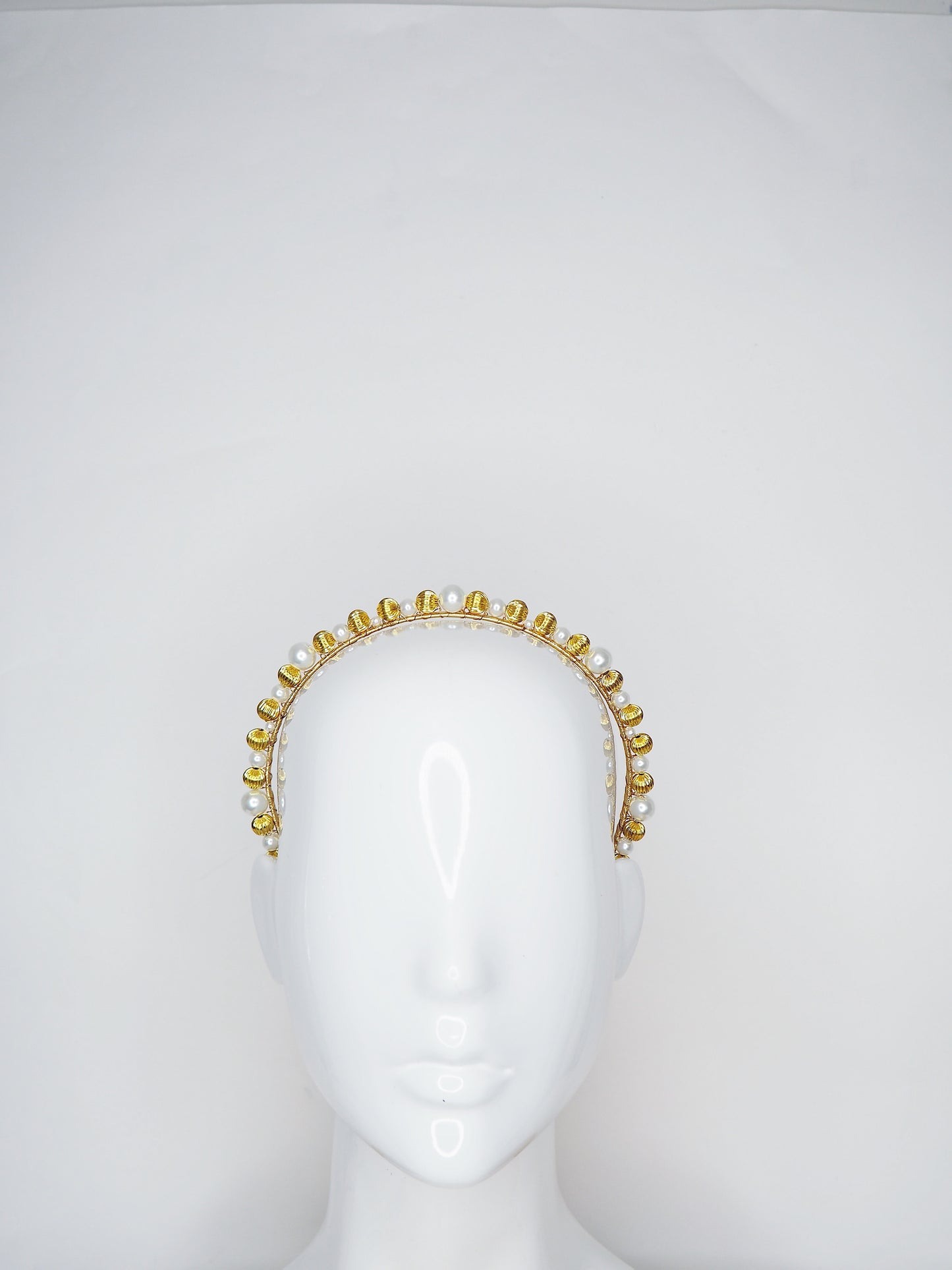 Alexandra - Gold metal and pearl Beaded headband
