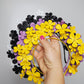 Fields of Flowers - Patent Yellow Leather flower Halo with beaded centres.