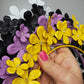 Fields of Flowers - Black Leather flower Halo with beaded centres.