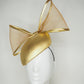Golden hour - Gold leather beret with translucent crinoline bow
