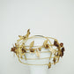 Ray of Light - Back facing wired headband with trailing golden leather rose vine detail