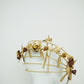Ray of Light - Back facing wired headband with trailing golden leather rose vine detail