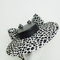 Stepping out - Medium shallow boater with black and off white bow detail