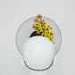 Gloriosa Daisies - Patent yellow leather percher with Gloriosa Daisies and a floating wired veil