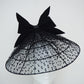 Lady In Black  - Wired coolie brim with spotted veil and fur felt detial