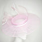 Pixie Dust - Baby pink Tulle wire brimmed boater with petersham ties and glitter printed flowers.